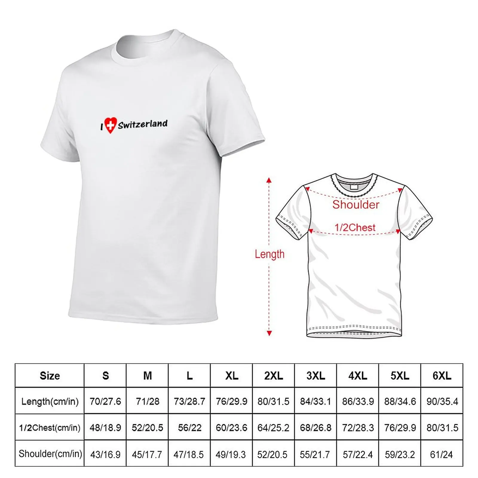 Ich Liebe Die Schweiz - I love Switzerland - Hopp Schwiiz - T-Shirt Big and Tall Crew Neck Tee