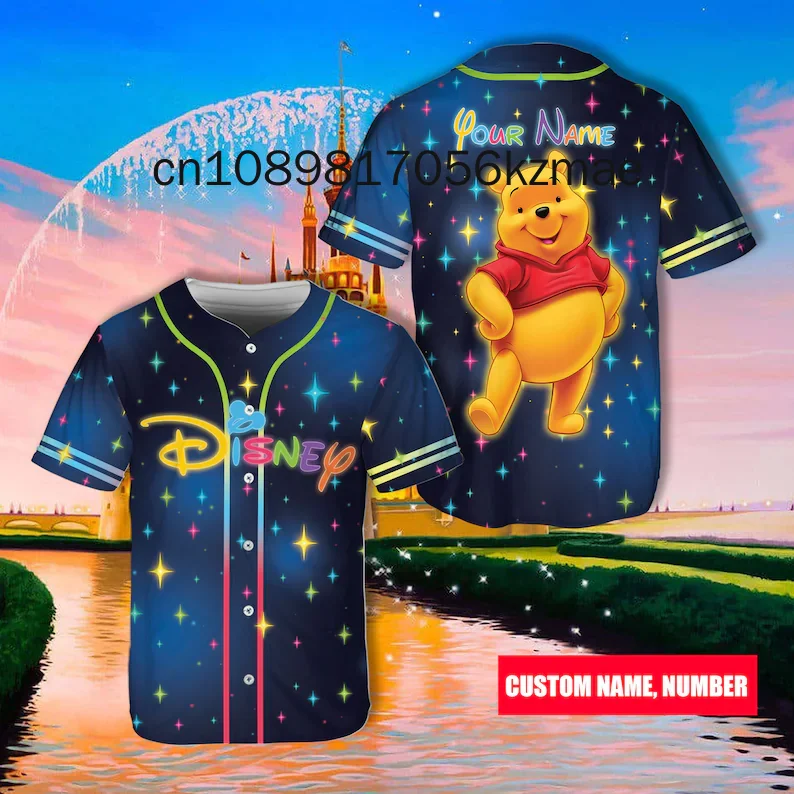 2024 New Disney Baseball Jersey  Sparkling Gradient  Disneyland Vacation Jersey For Baseball Lovers Magic Kingdom Jersey