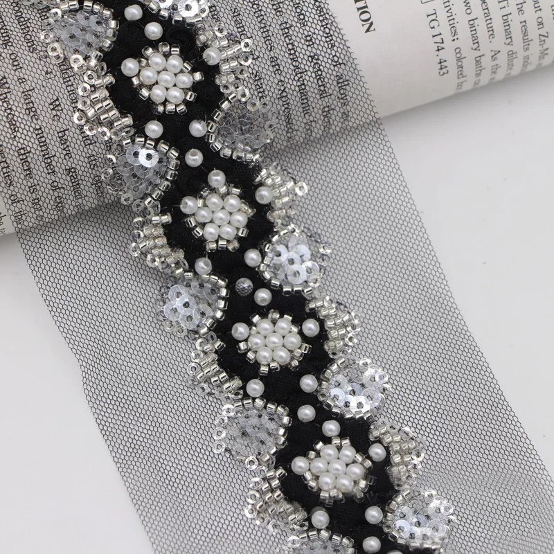 50CM Long Pearl Beaded Lace Trim Lace Ribbon Fabric Clothes Decoration  Wedding Dress Collar Sleeve Lace Applique DIY Crafts - AliExpress 15