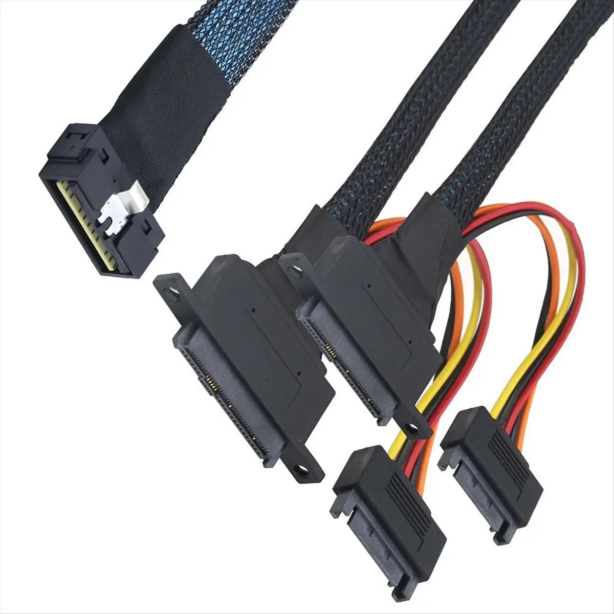 PCI-E Slimline LP Low Profile SFF-8654 8I 74P to 2X SFF-8639 U.2 U2 15P Power NVME for SSD Cable 1M