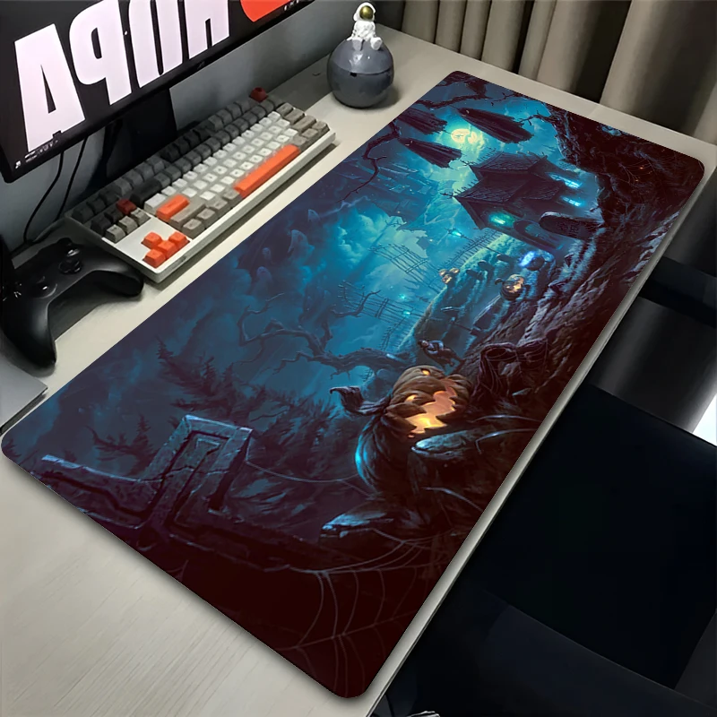 Alfombrilla de ratón Dark Castle XXL para PC, accesorios para juegos, alfombrilla para ordenador portátil, Anime, teclado, alfombra, Luna, nubes, paisaje, alfombrilla de escritorio