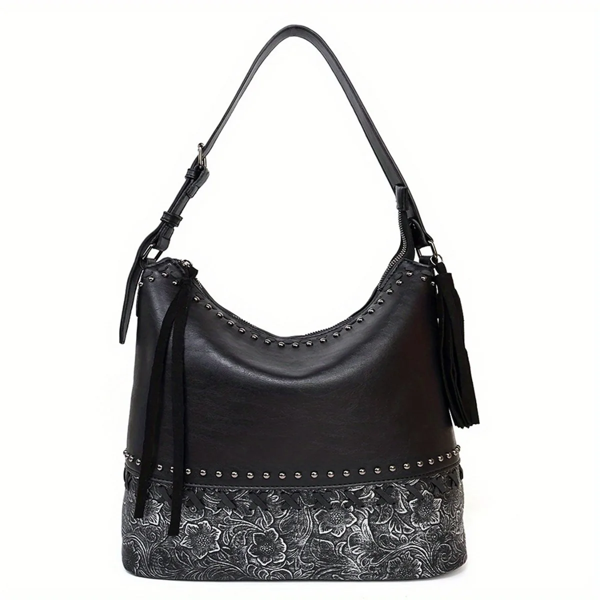 Women's bag retro elegant style PU material embossed portable messenger bag