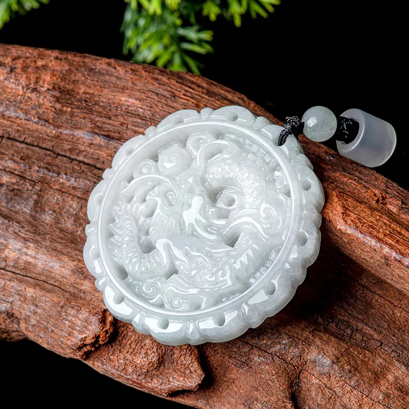 

Grade A Natural Myanmar Jadeite Dragon Pendant Necklace Luxury Fashion Charm Gemstone Real Jade Carved Amulet Gifts for Women