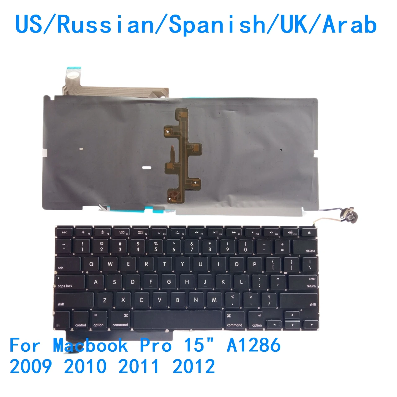 New US Russian Spanish UK Arab Language  Backlit Keyboard For Apple Macbook Pro 15