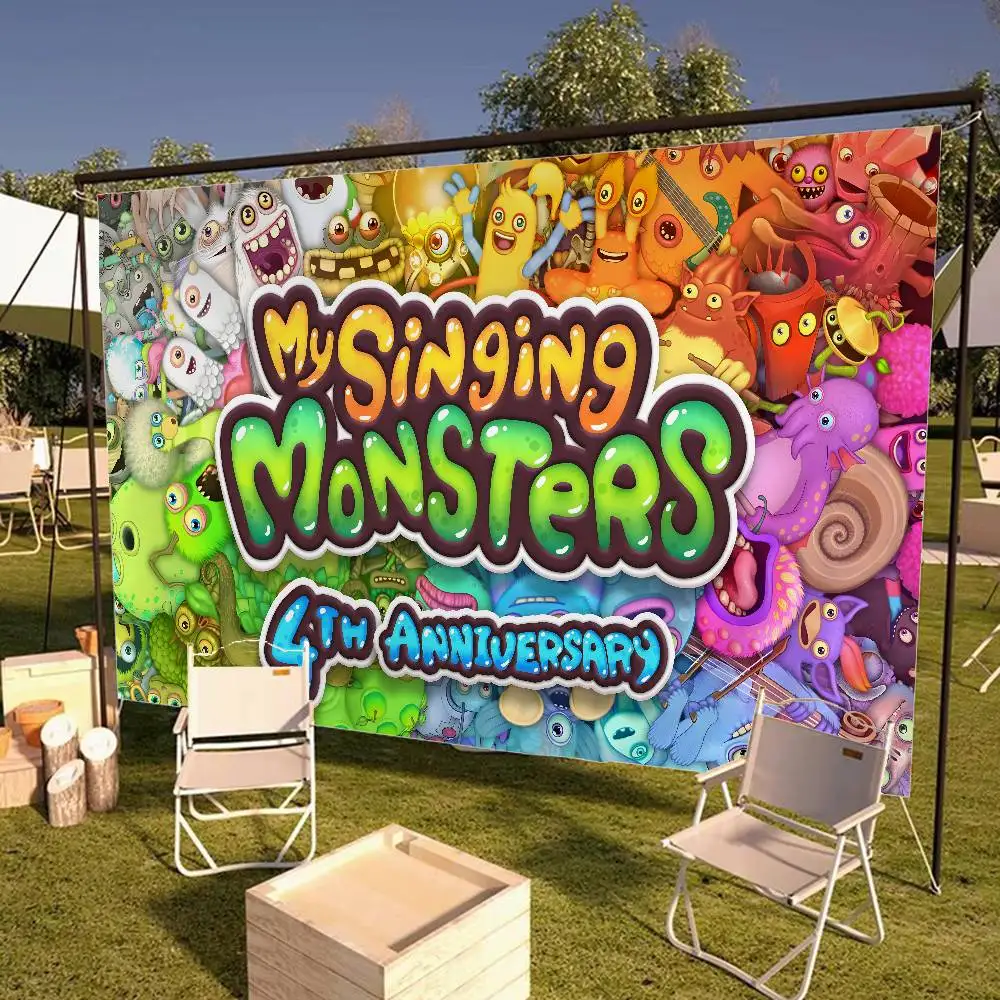 Game My Singing Monsters Small Size Cheerleading Banner Hand Pulled Flag Outdoor Atmosphere Flags