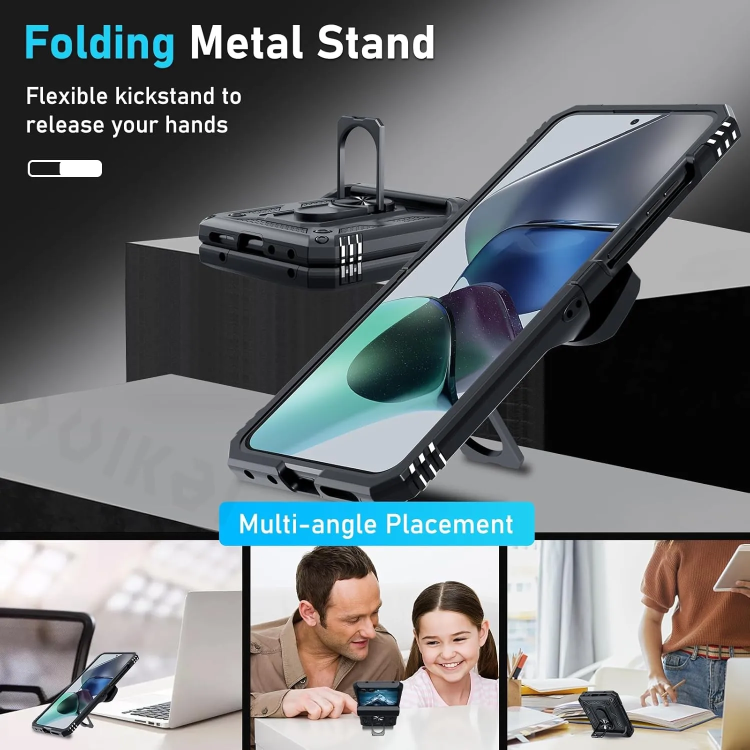 Etui do Samsung Galaxy Z Flip 8 5G i Z Flip 7, wojennej klasy, odporne na wstrząsy, wytrzymałe, ochronne, z magnetycznym pierścieniem i podstawką. — zdjęcie produktu 5