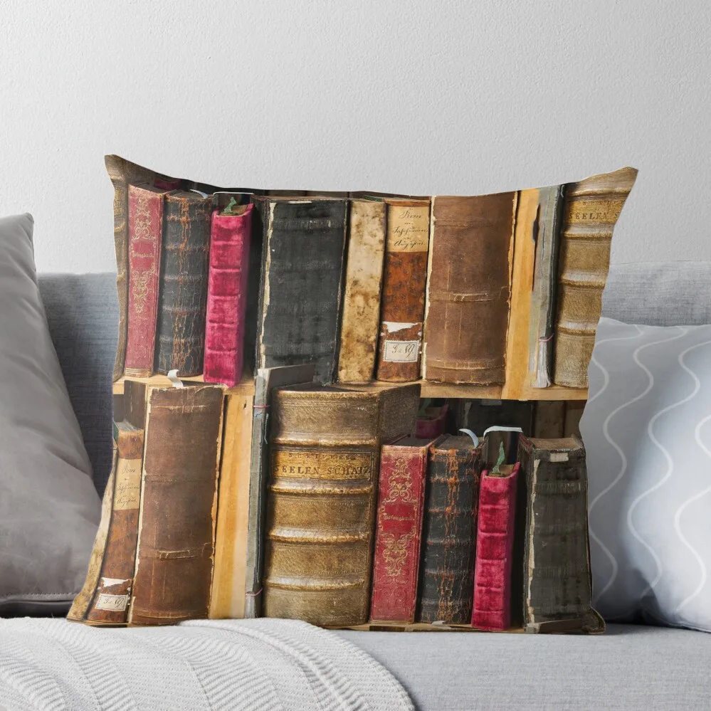 

Bookworm Vintage books in bookshelf Throw Pillow Pillow Decor New year Pillow Case christmas pillowcases