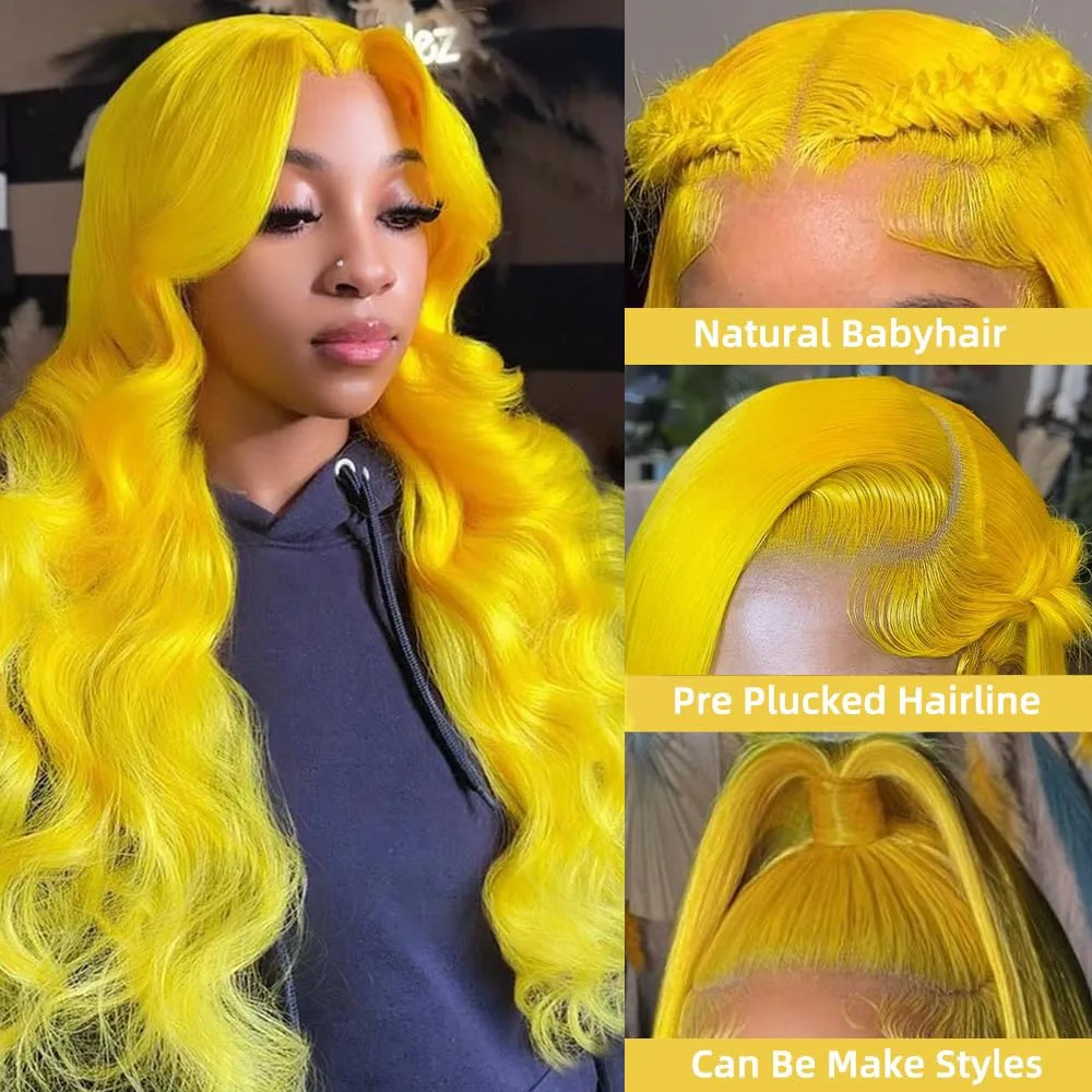 38 Inch Light Yellow Body Wave Wigs Human Hair 13x6 HD Lace Frontal Wig 613 Colored Human Hair Wigs Water Wave Cosplay For Women image 2