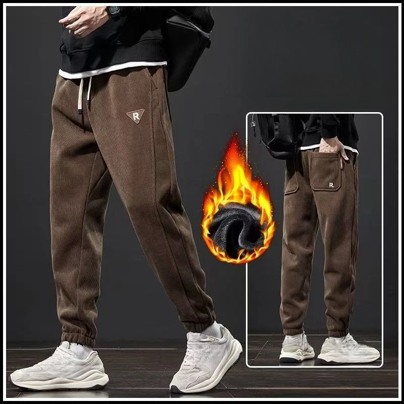 الشتاء الدافئة الصوف سميكة سروال قصير Sweatpants الرجال Sweatpants العصرية طماق غير رسمية متعددة الاستخدامات