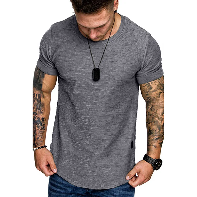 MRMT 2024 Brand New European Code Spring And Summer New Solid Color Leather Label Design Round Neck Men\'s Short-Sleeved T-Shirt