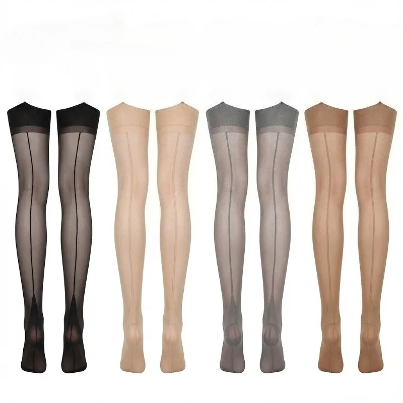 

15D Sexy Seamed Stockings Womens Stockings Black Line Transparent Silk Stocking Hose Pantyhose Leggings Meia 9014