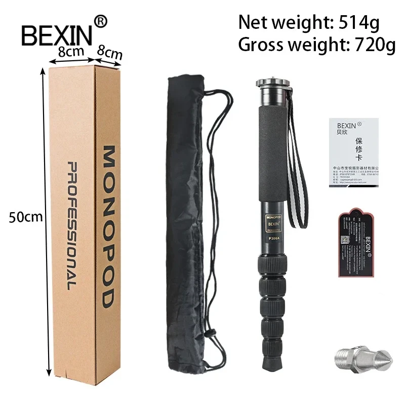 BEXIN P306A Professional Aluminum alloy Portable Travel Monopod Bracket Can Stand for Digital DSLR Camera