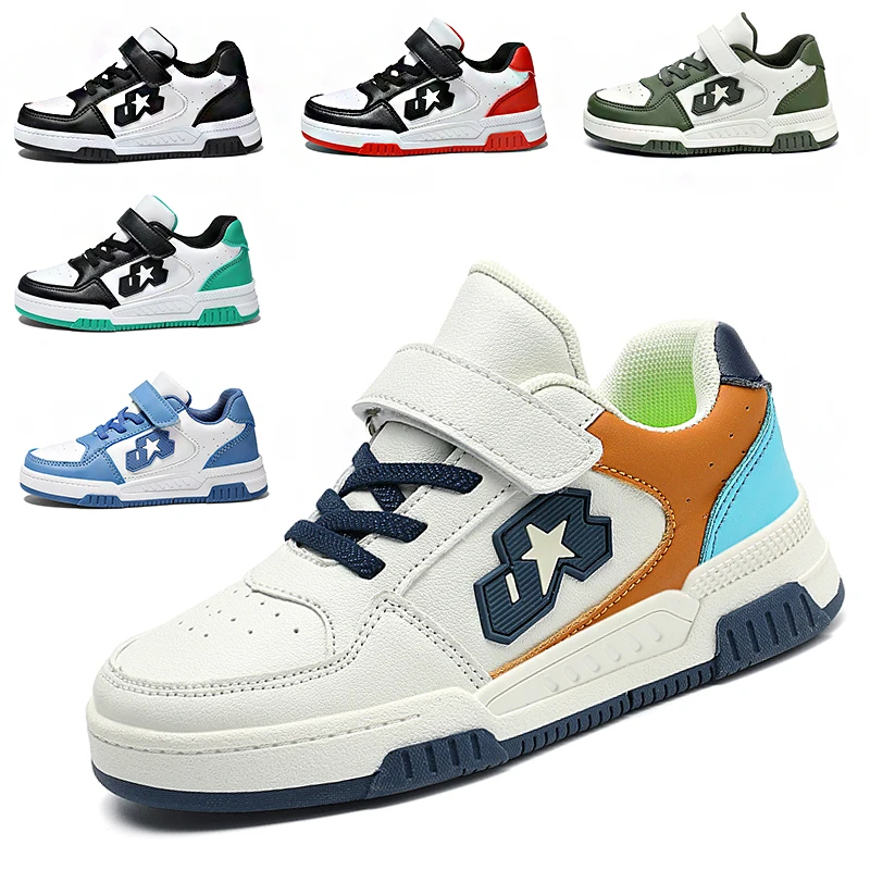 Fashion Skateboard Shoes Children Sneakers Boy Casual Leather Tennis Sports Shoes for Kids All Seasons Comfortable Walking Shoes