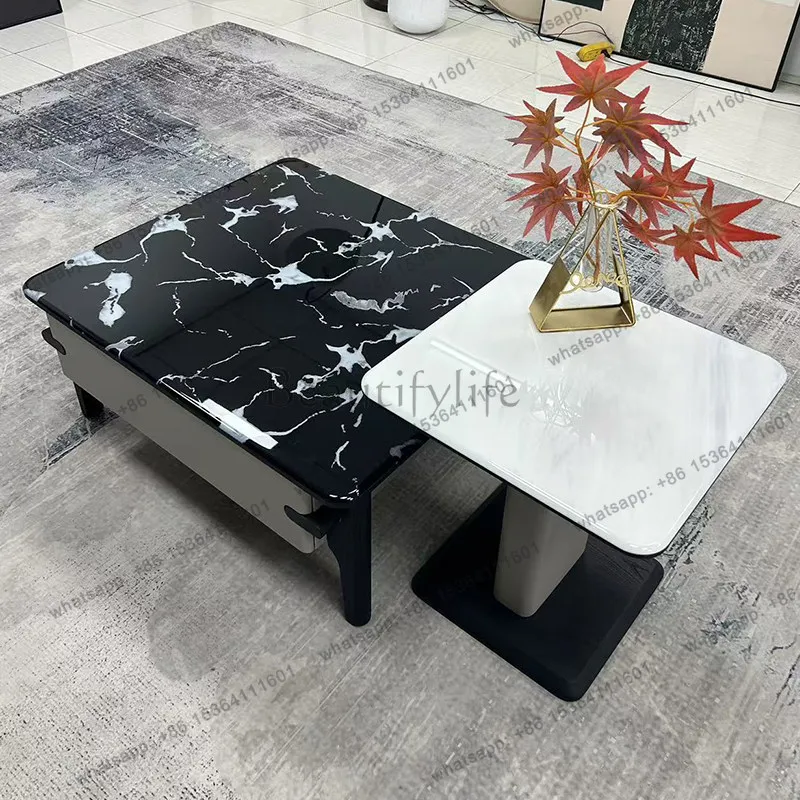 Minimalist wind microcrystalline stone coffee table living room home designer high-end small apartment tea table