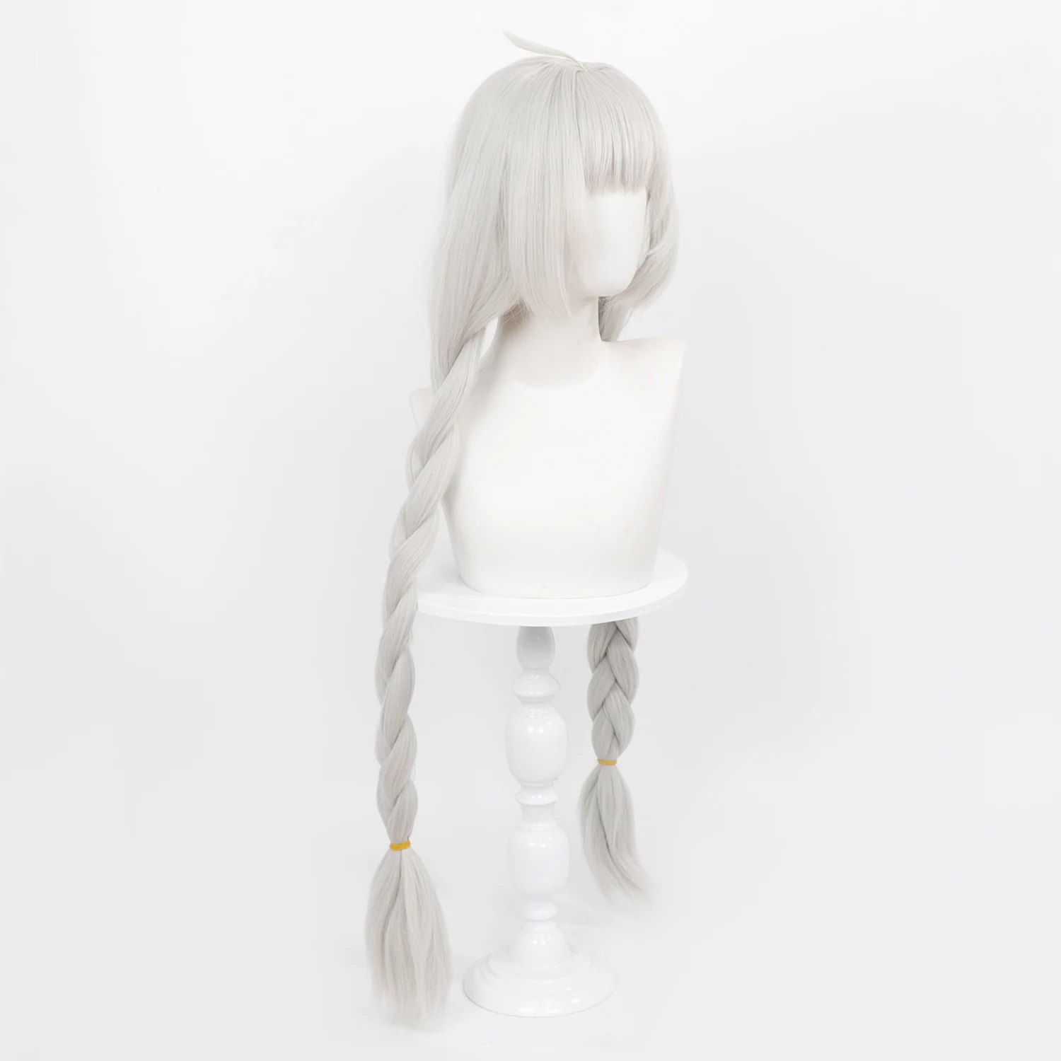 Long Silver Gray Double Thick Braids Cosplay Wig Blue Archive Synthetic Wig Realistic Scalp For Anime Exhibition Role Play