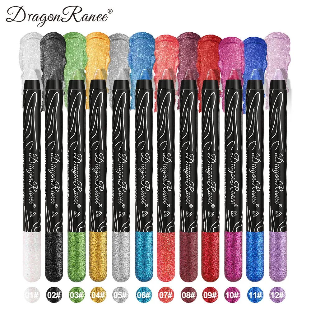 Dragon Ranee 12-color Eyeliner Pencil set Color Eyeliner Glue pencil Waterproof sweat resistant Foam pencil Eyeshadow pencil set