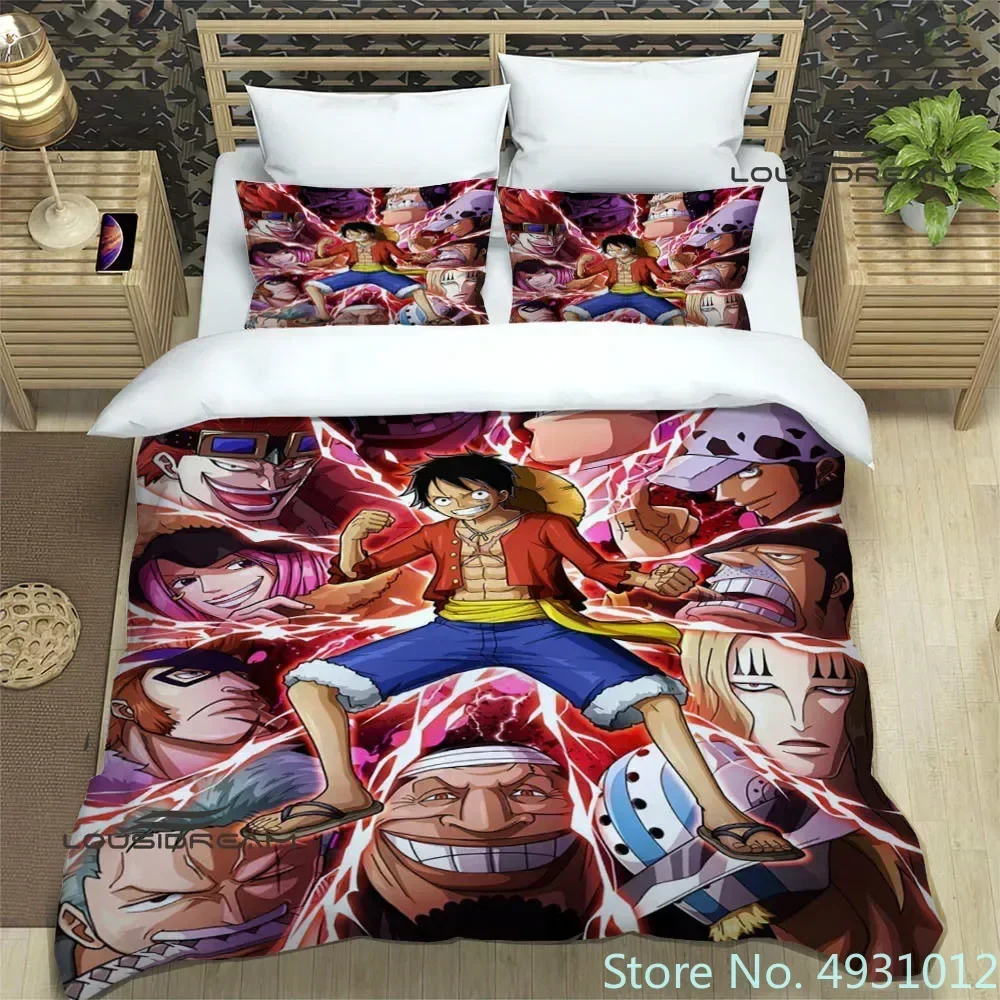 2026 Monkey D. Luffy Cartoon Bedding Set One Piece Anime Duvet Cover Sets Pillowcase Twin Full Queen King Size Dropshipping