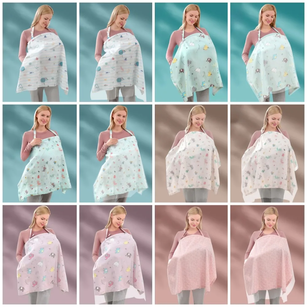 شبكة الرضاعة الطبيعية غطاء القطن قابل للتعديل في الهواء الطلق منشفة التمريض تغذية غطاء الكرتون عربة طفل بطانية