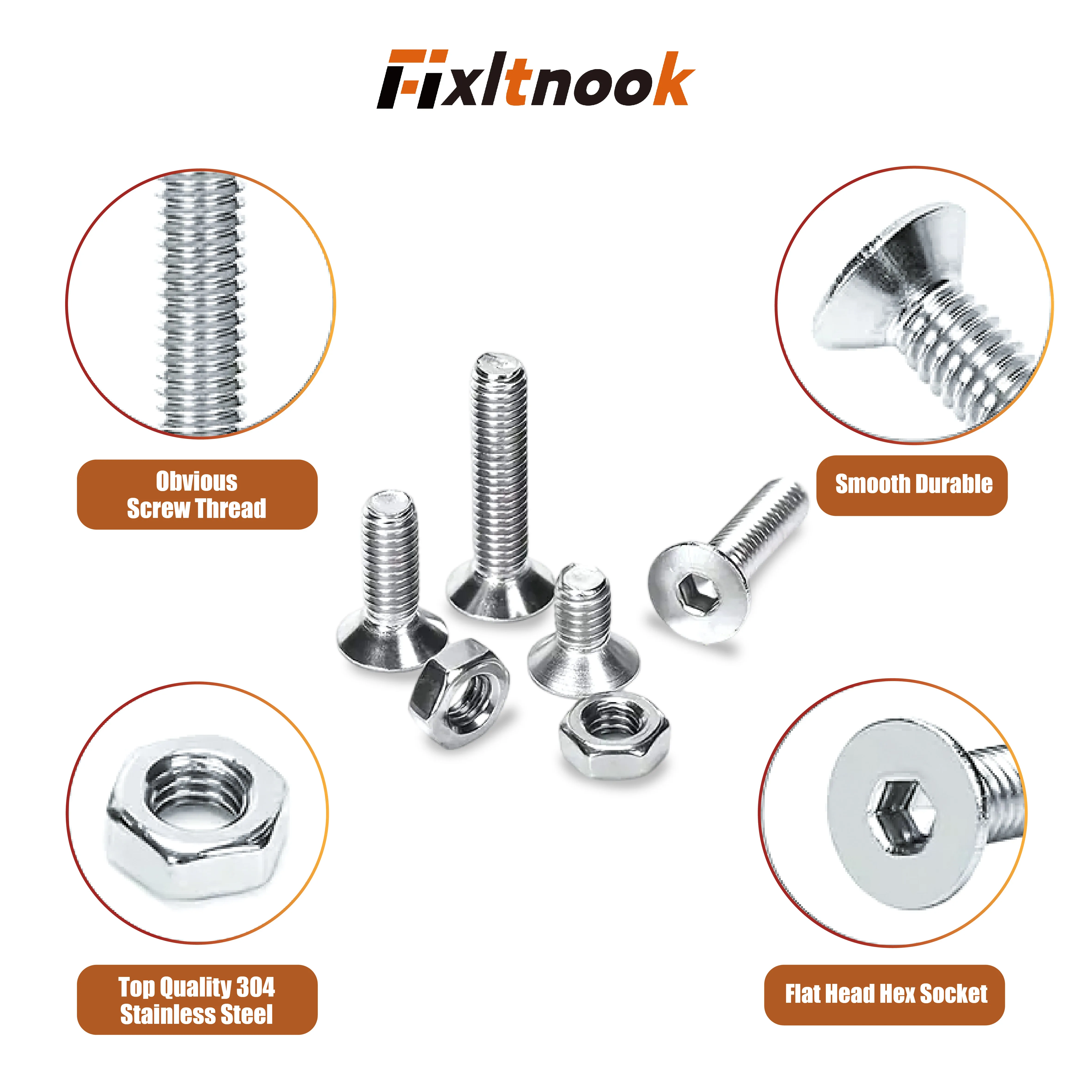 500 pezzi, viti a esagono incassato in acciaio inossidabile 304 di alta qualità - Robusto design svasato