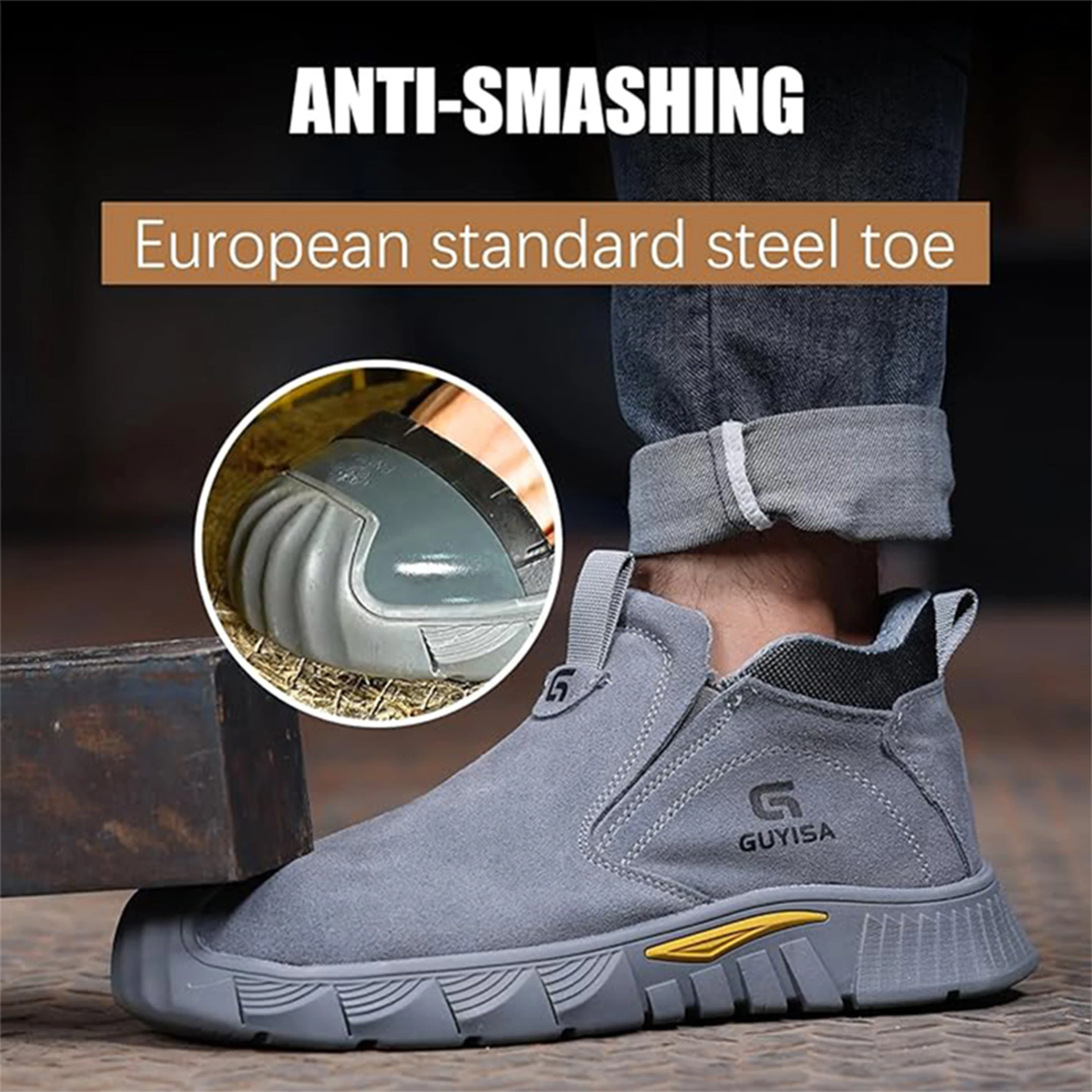 Wear Resistant Men's Safety Boots Soft Work Sneakers Anti Impact Anti Piercing Fashion Comfort Outdoor Men's Shoes