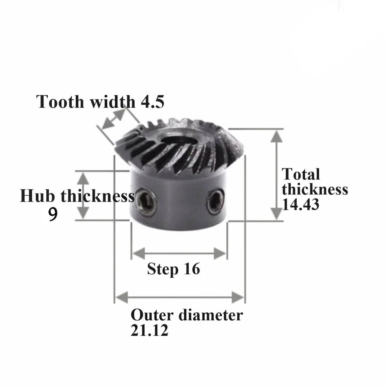 1M 20T Spiral Bevel Gear 1:1 90-Degrees 6/8/10mm Helical Steel Bevel Gear M1 20 Teeth
