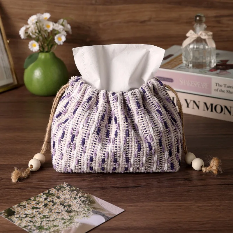 

Home Linen Lace Tissue Box, Napkin Paper Box, Tissue Cover, Hanging Decoration, Adhesive Buckle Tissue Desktop Decoration