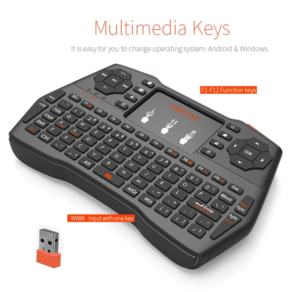 

I8 Plus Mini 2.4G Wireless Keyboard Fly Air Mouse Touchpad for TV PS Englis
