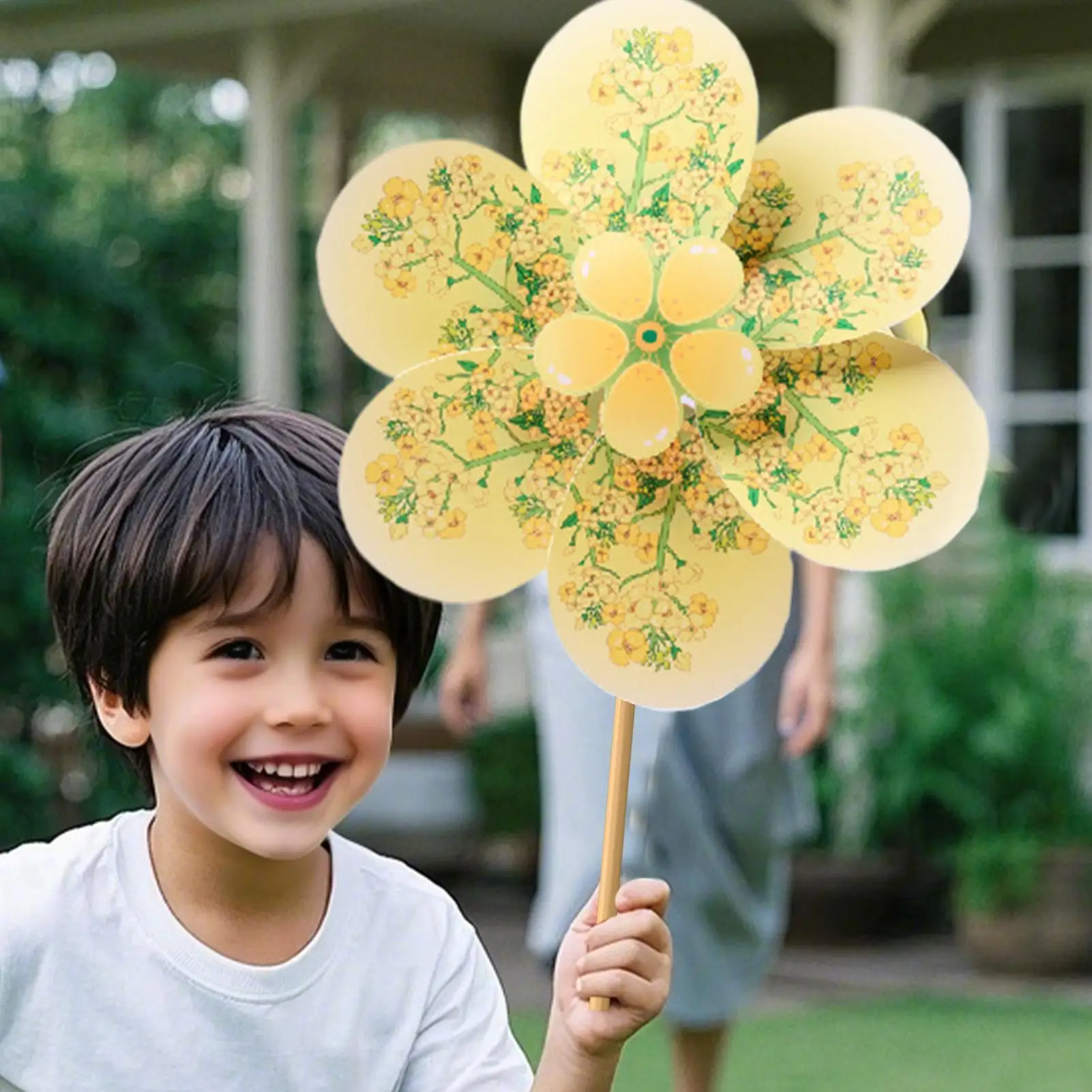 منحوتة الرياح زهرة الاغتصاب مغازل الرياح اليدوية الملونة طاحونة خلق المواد حزمة الديكور الأطفال المحمولة