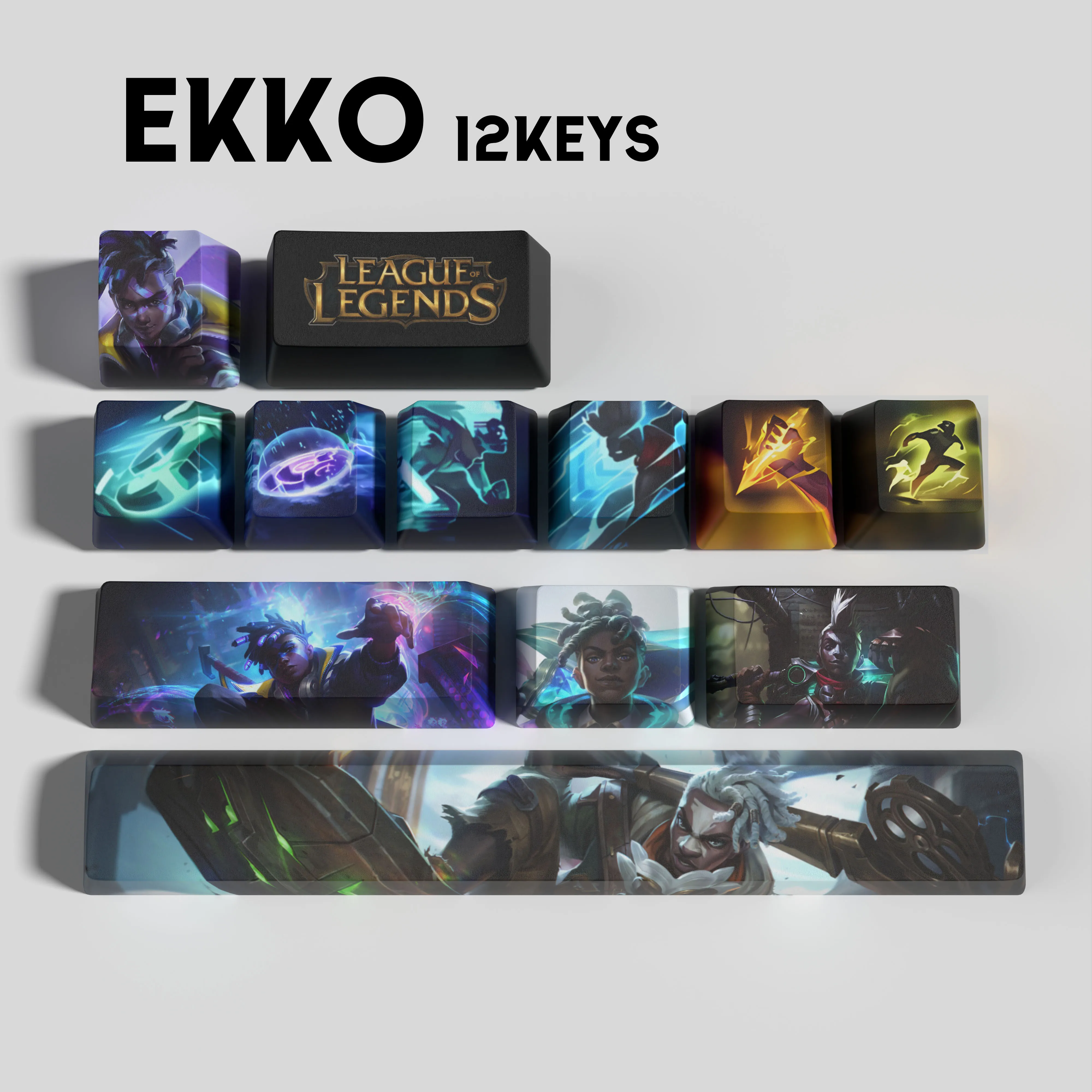 ekko keycaps League of Legends keycaps  game keycaps OEM Profile 12keys PBT dye sub keycaps