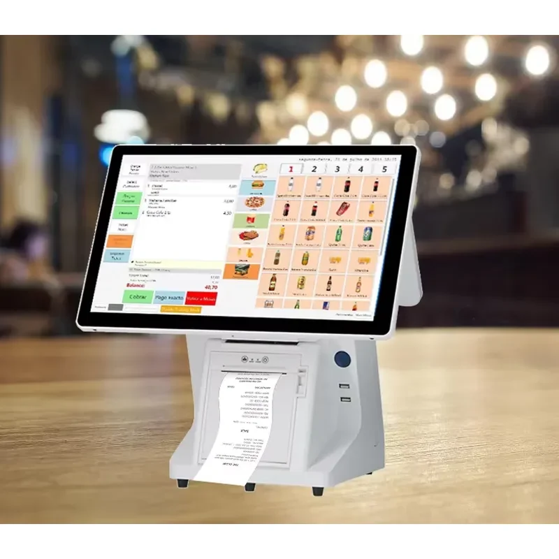 15.6 Inch Windows Android Touch Screen POS Terminal With Built In Thermal Printer All In One Cash Register System For