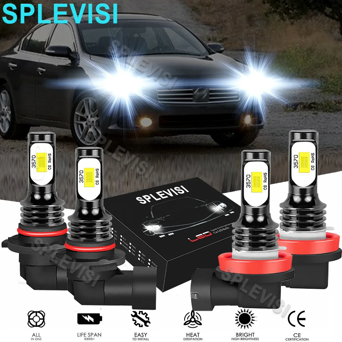 

LED White Headlight Hi-Lo Beam Bulbs 6000K For Nissan Maxima 2009-2014 Titan XD 2016-2019 Pathfinder 2013-2016