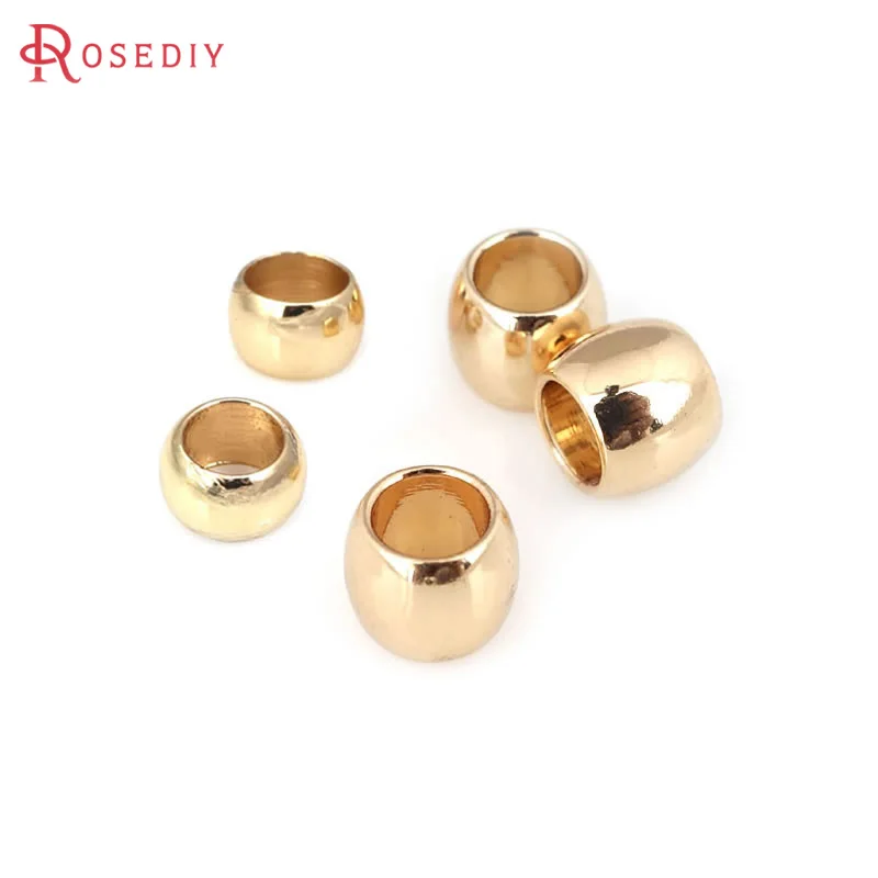 

30PCS 4x2MM 6x5MM 18K Gold Color Large hole Spacer Beads Bracelet Beads Jewelry Making High Quality Diy Findings Accessories
