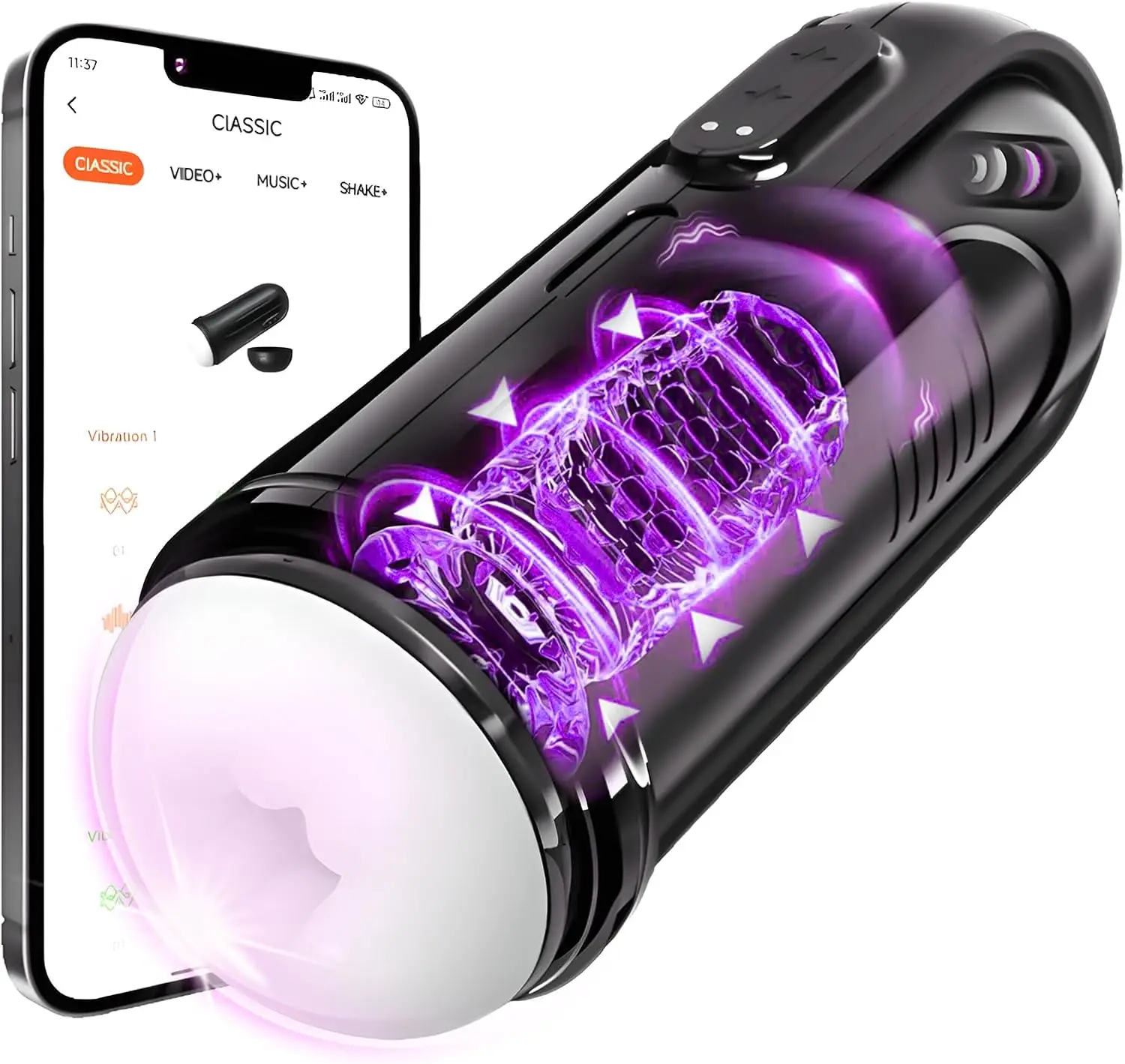 Wireless App Controlled Personal Massager for Men Soft Inner Texture Body Care Sleeve Cup Hands-Free Wellness Tool