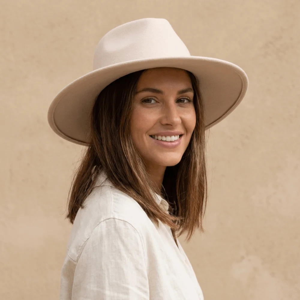 Fashion Solid Color Hepburn Style Bucket Hat Woolen Flat Top Wide Brim Felt Hat Fedora Hat British Style Women Jazz Hat Dinner