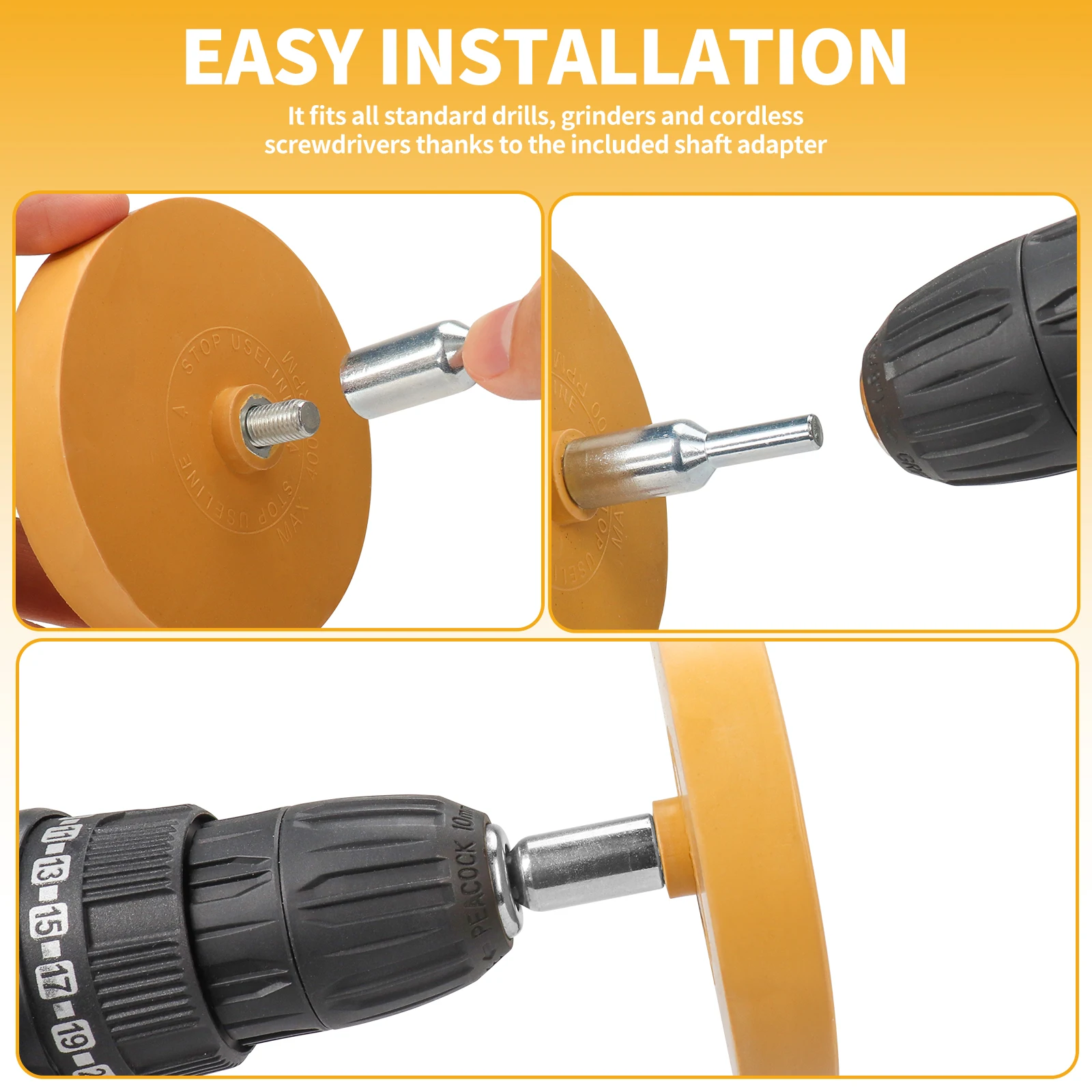 Imagem -05 - Carro Decal Remover Eraser Disco de Borracha Roda para Furadeira Elétrica Rotary Surface Sticker Removal Tool 3.5 4