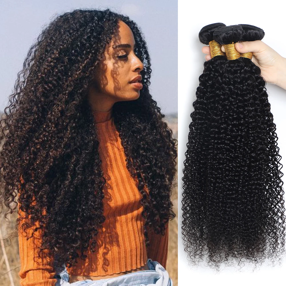 Kinky Curly Bundles Remy Human Hair Weaving 1/3/4 Bundles Deals Afro Kinky Curly Natural Human Hair Bundles Weft Hair Extension