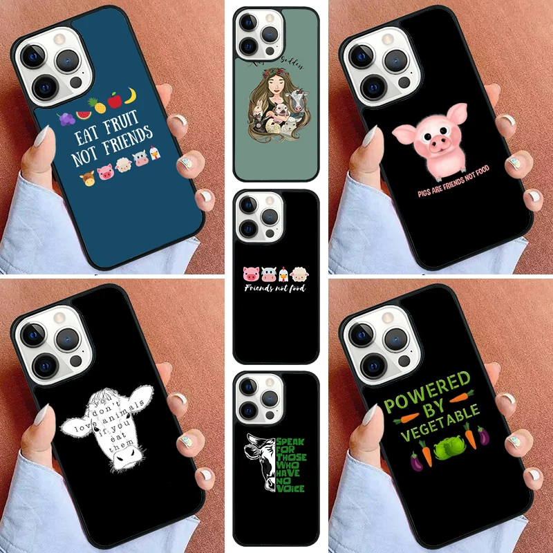 Vegetarian Quotes VEGAN LOVE VEGGIE Phone Case For iPhone 11 12 13 14 15 16 Pro Max Mini Cover For iPhone Max 5 6 7 8 Plus