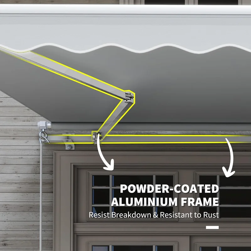 Toldo retráctil para patio de 12 'x 8' con manivela manual, tela UV e impermeable de 280 g/m2 y marco de aluminio