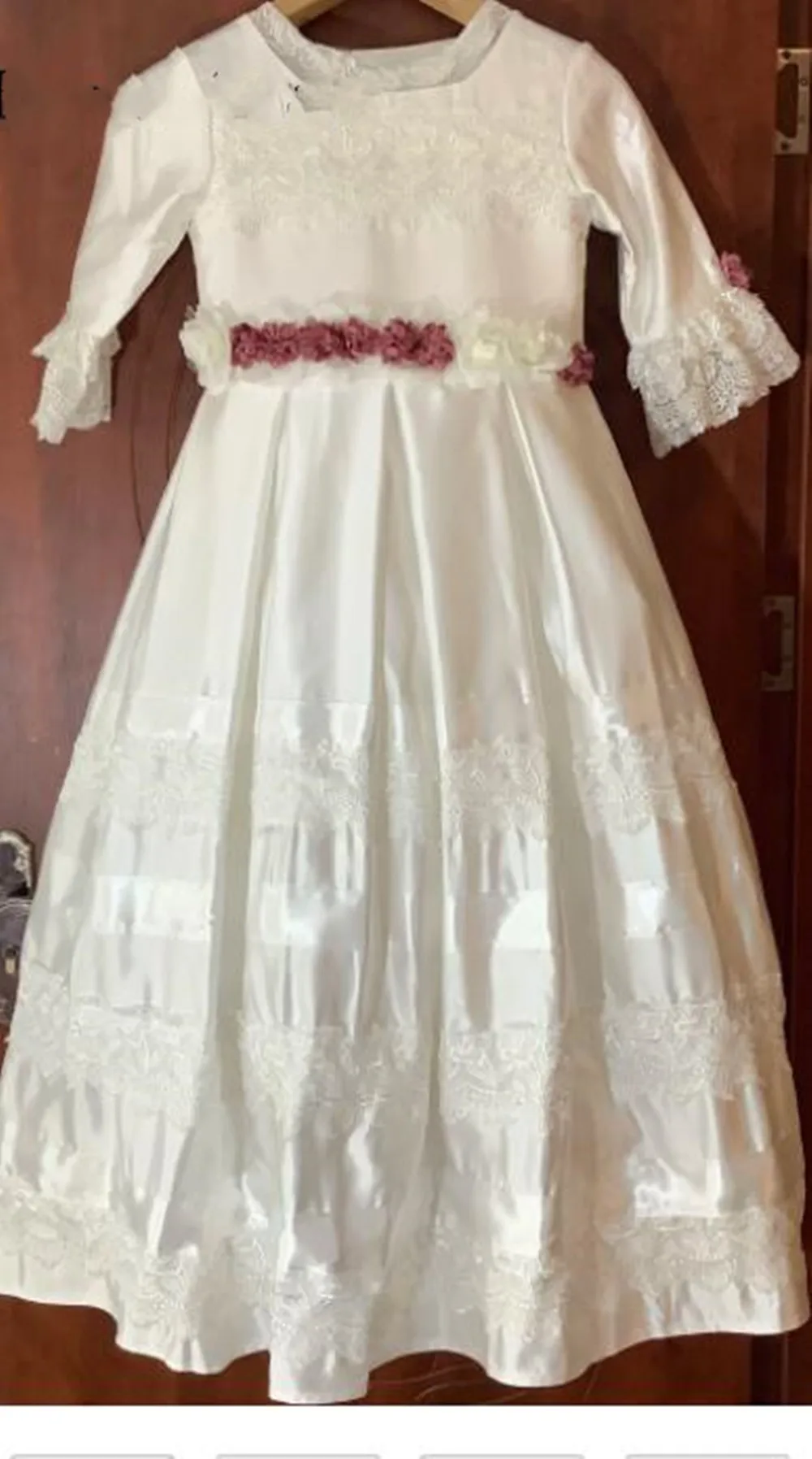 Vestido Formal de primera comunión para bautismo, vestido blanco de flores para niña, vestido de cumpleaños para niña pequeña con tren, vestidos de desfile para niño pequeño