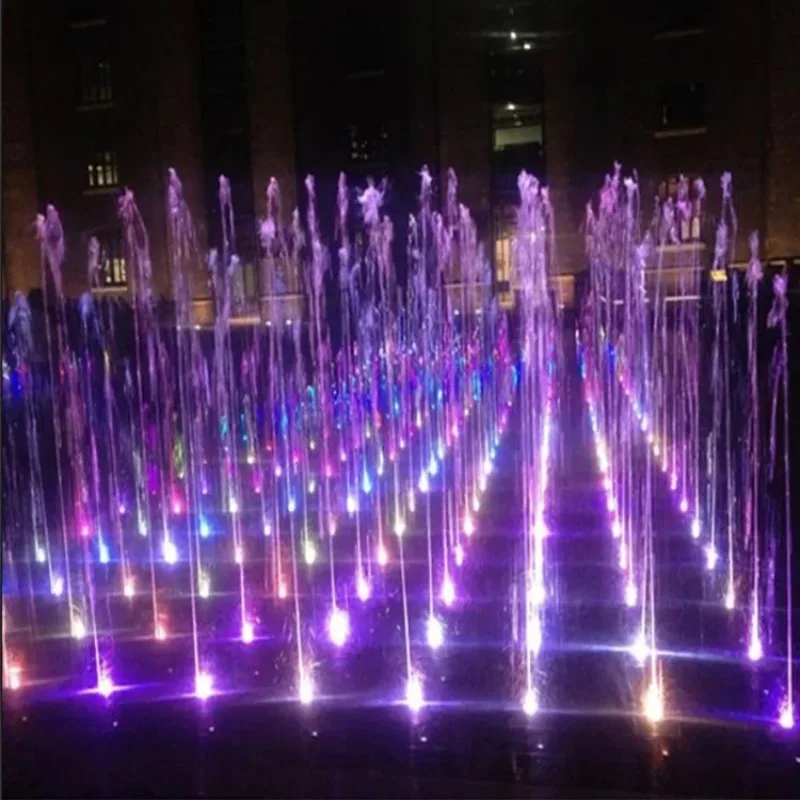 Interactive dry fountain commercial stainless steel 304 multi-color LED light music PLC DMX512 control