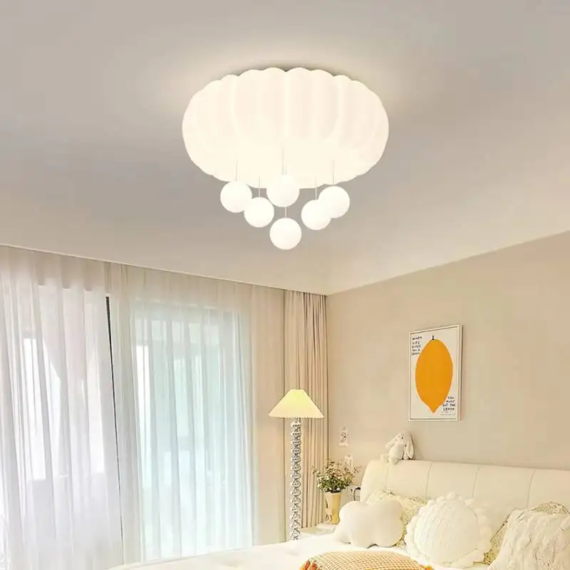 Bubble Cloud Lob Bedroom Ceiling Lamp New Art Cream Wind Full Spectrum Eye Protection Children's Room Master Bedroom Lamp