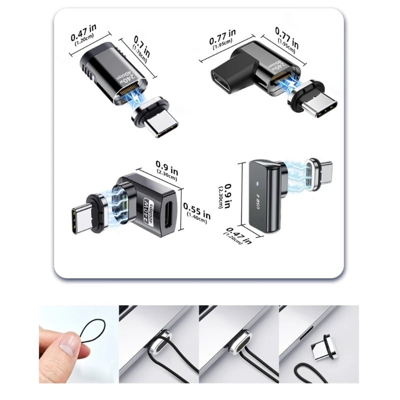 Soluzione di ricarica e trasferimento dati ad angolo retto TypeC Attacchi magnetici TypeC Alimentazione da 240 W Supporto 8K a 60 Hz