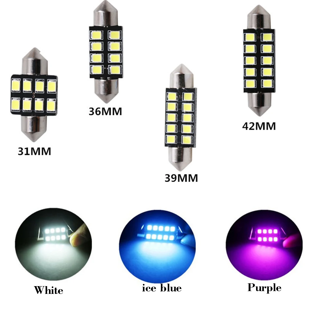 

10PCS double tip 31 36 39 41MM 8 lamps 10 lamp beads LED reading lamp LED roof lamp 2835 patch license plate lamp DC12V