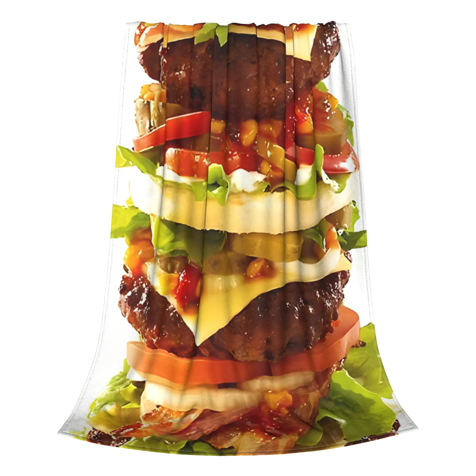 1PC Home Cute Room Decor Burger Hamburger Blanket Throw Blanket Hamburger Novelty Warm Blanket All Season