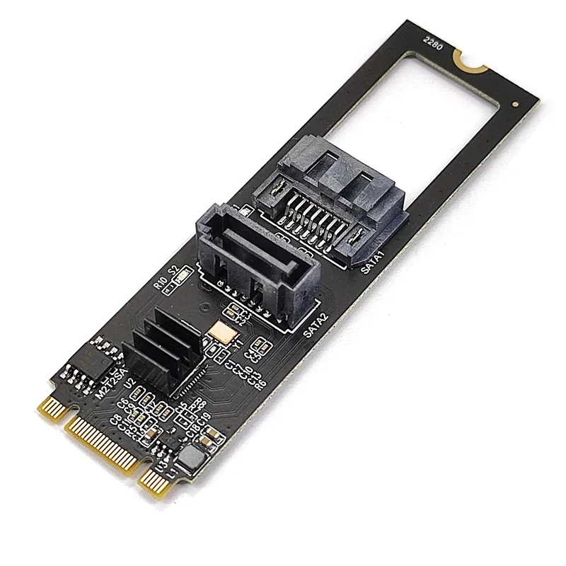 Переходная карта NVME в двойной контроллер SATA M.2 NVME в SATA3.0 6G Конвертер жесткого диска M.2 Key-M PCIE NVME в чип SATA JMB582