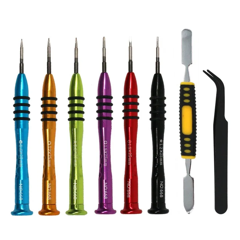 8 in 1 Professional Phone Repair Tool Kit Precision Screwdriver Pry Bar Tweezers Set for IPhone IPad Laptop Disassembly
