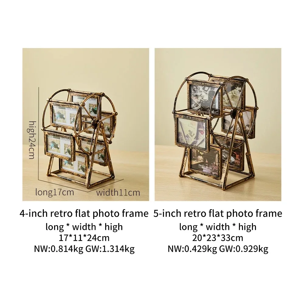 Retro Vintage Family Photo Frames DIY Ferris Wheel Rotatable Windmill Picture Frame Personalized Family Photo Frame Shows