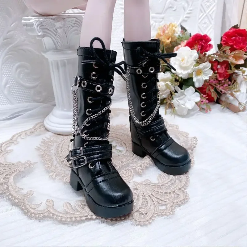 45/60cm Doll's Shoes for 1/4 1/3 Bjd Doll Chain Long Boots Zipper Diy Girl Toys Dress Up Birthday Gift Fashion Doll Accessories