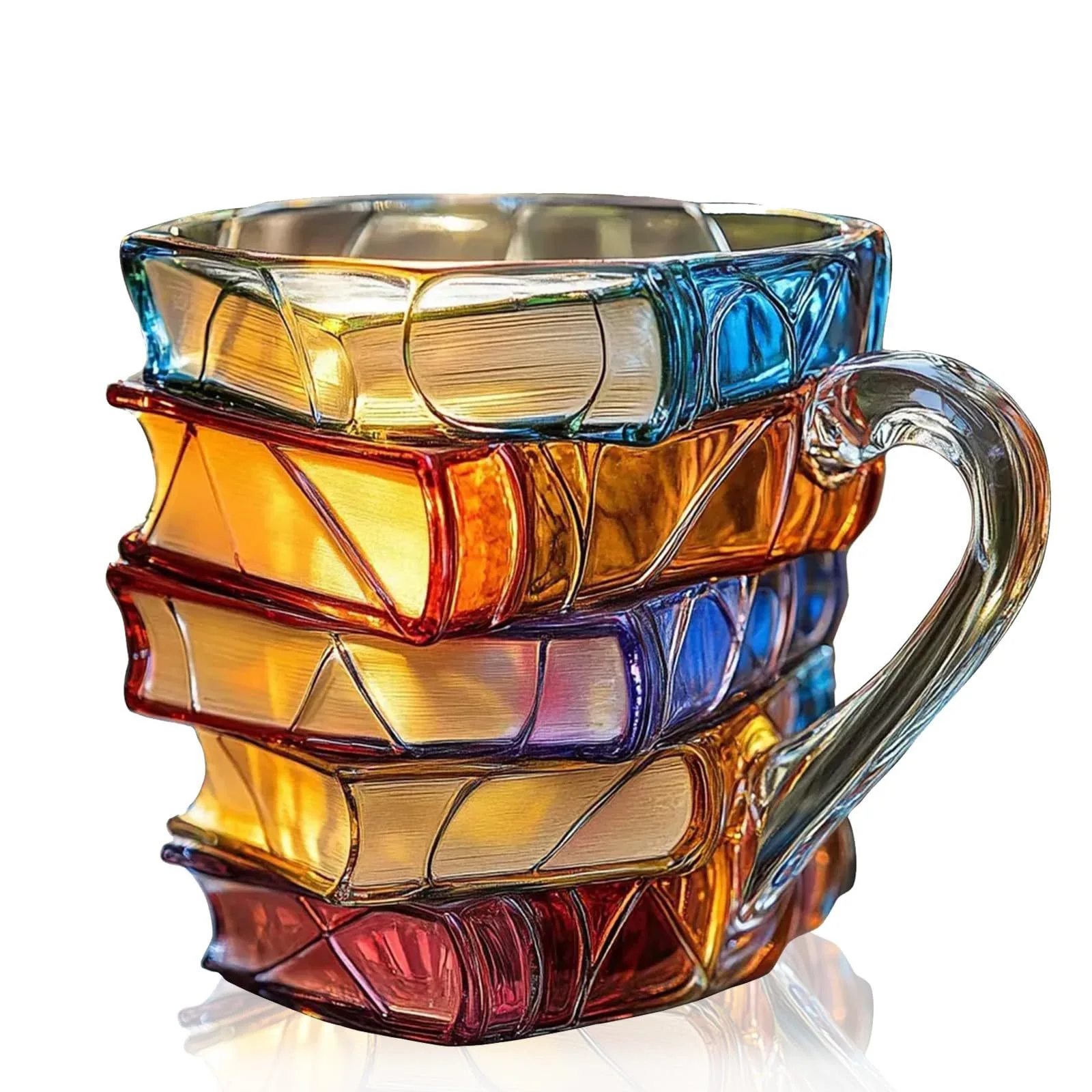 Painted Book Mug  Novelty 3d Painted Books Coffee Mug Unique Colorful Resin Books Stack Coffee Cup Collection Gifts