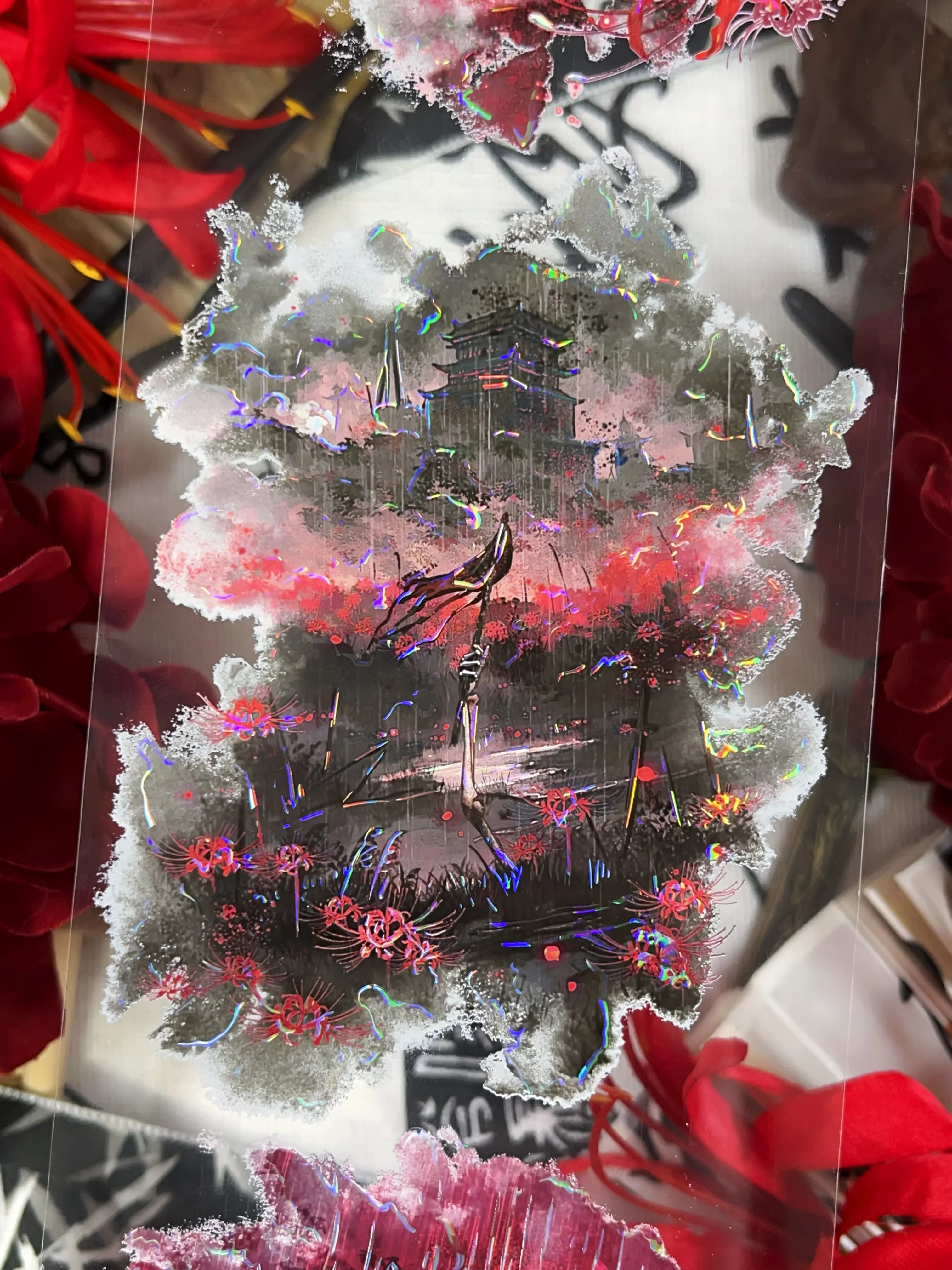 مذهلة الأحمر العنكبوت زنبق في العالم القيثارة لامعة قذيفة PET الشريط الحرفية لوازم DIY بها بنفسك سكرابوكينغ بطاقة صنع ديكور خطة ملصق #4